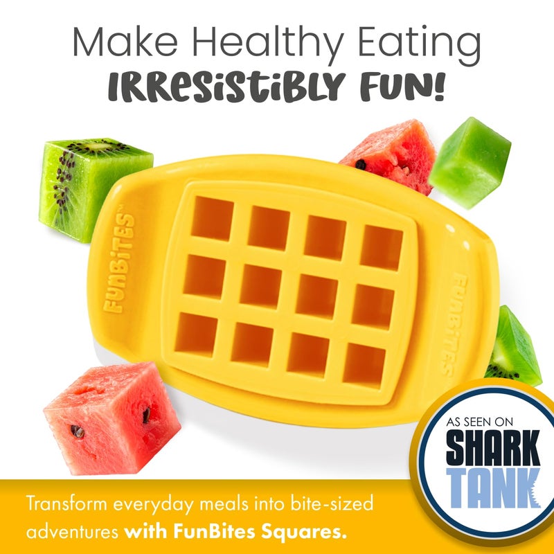 FUNBITES Sandwich Cutter for Kids Lunch, Mini Cookie Cutters, Bento Box Accessories, Cuts Food into Bite-Size Shapes for Toddler Lunch, Great for picky eaters - Yellow Squares 1pk - Image 2